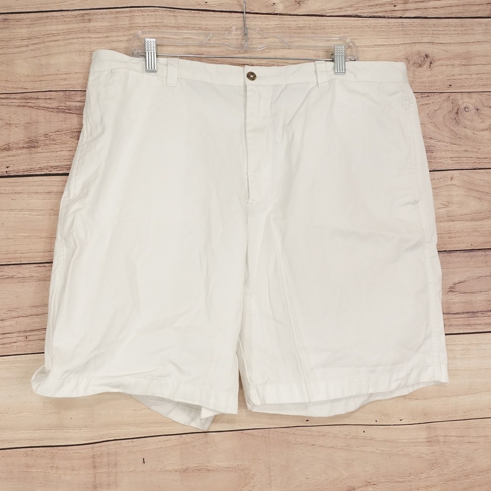 Club Room Shorts Mens 40 White Chino Cotton Canvas Flat Front 9 Inseam Casual